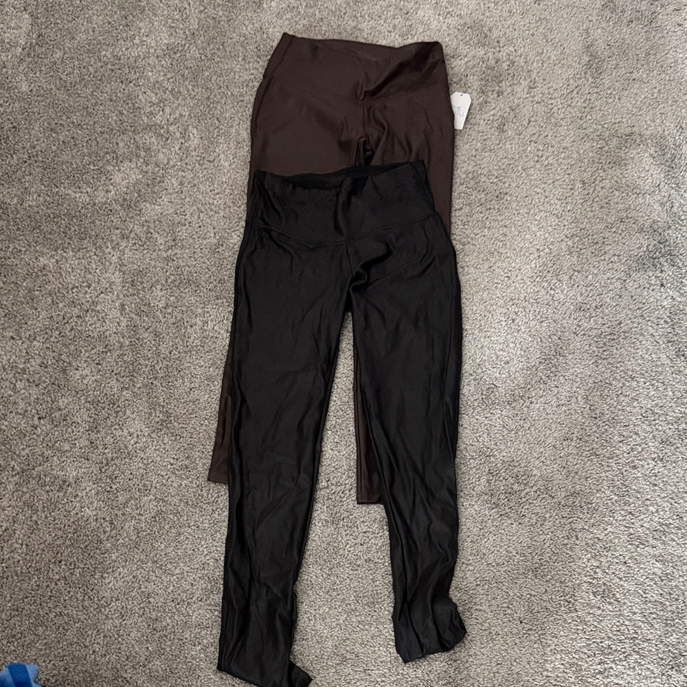 Black Metallic (wore once) & Dark Brown Leggings (with tags)